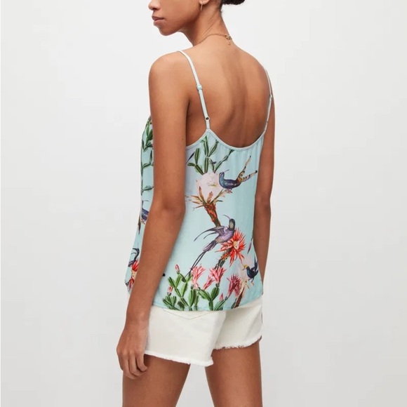 NWT AllSaints Tammy Senja Blue Floral Tropical Lightweight Tank Cami Top Sz 0 - Picture 3 of 12